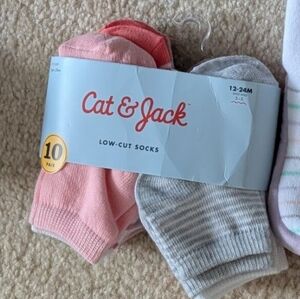 12-24 months Cat & Jack baby infant girls low Socks pink gray striped & solid